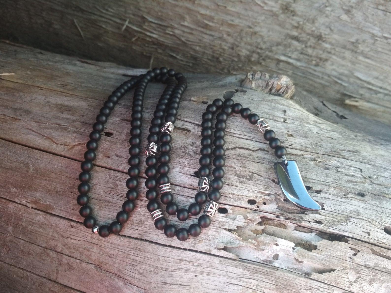 Buy the Brown Wood and Turquoise Stone Beaded Mens Necklace | JaeBee